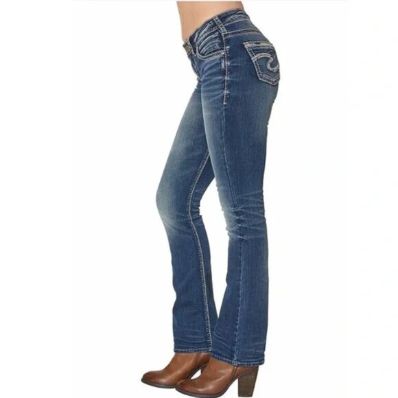 SILVER JEANS Suki Bootcut Jeans Stretch Mid-Rise Indigo Blue Women's 32 X 33" - Picture 1 of 15